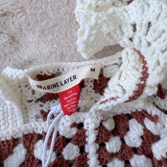 NWT Marine Layer Archive Cora Crochet Tank Top Brown/Cream Size M - Picture 10 of 11